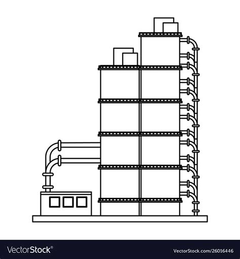 Petroleum oil refinery plant with machinery Vector Image