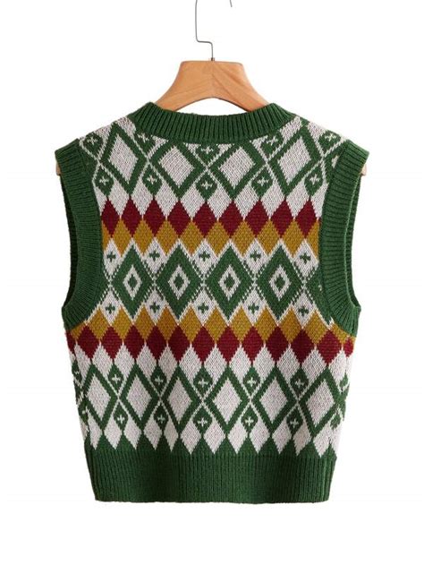 Shein Ezwear V Neck Argyle Pattern Sweater Vest Shein Usa