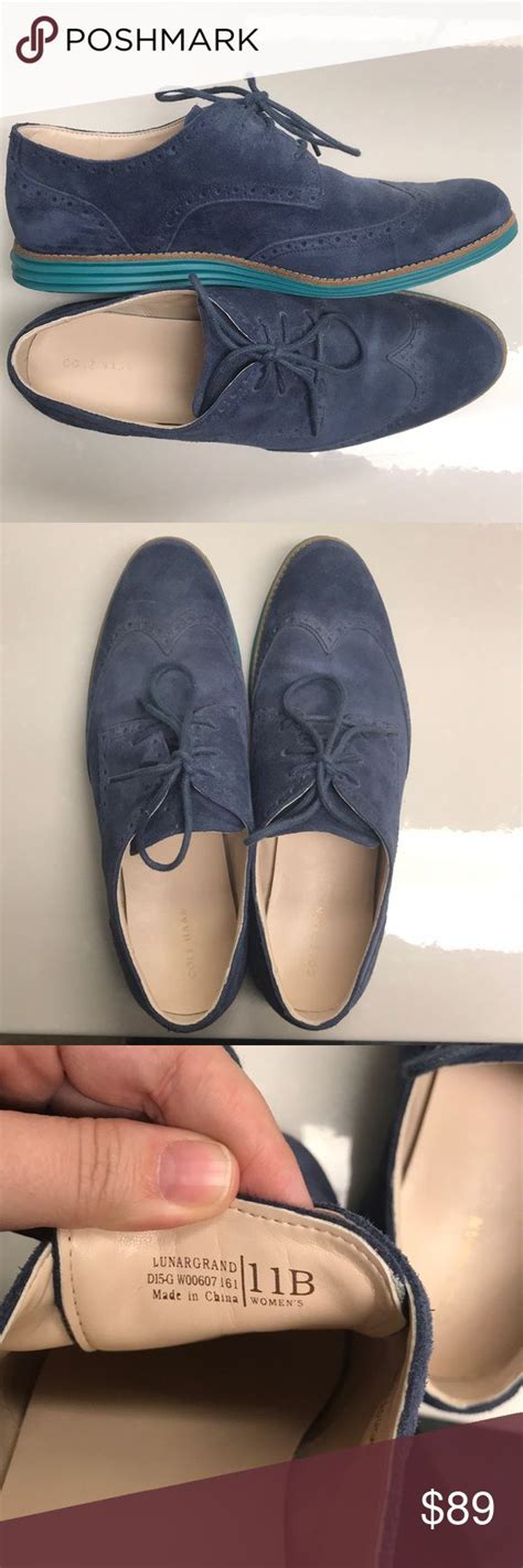 Cole Haan Blue Suede Lunargrand Oxfords Sz 11b Blue Suede Cole Haan Shoes Cole Haan Oxfords