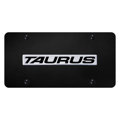 Autogold Tau N Cb Black License Plate With D Chrome Taurus Logo