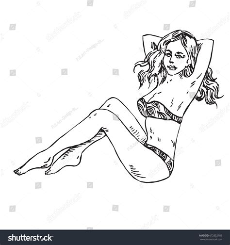 Portrait Sexy Retro Pin Girl Bikini Stock Vector Royalty Free Shutterstock