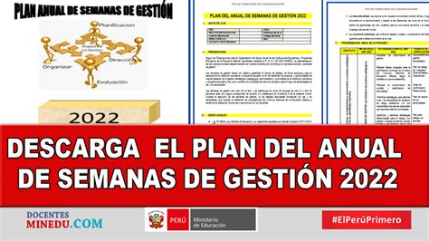 Descarga El Plan Del Anual De Semanas De GestiÓn 2022