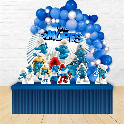 Kit Aniversário Painel Redondo Display os Smurfs Elo7