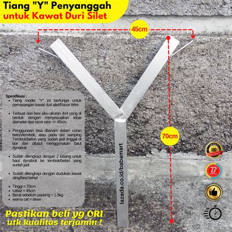 TIANG Y PENYANGGAH KAWAT DURI SILET RAZOR WIRE PENGAMAN PAGAR TEMBOK