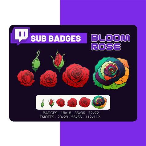 Twitch Sub Badges Emote 6x Blooming Rose Streamer Etsy