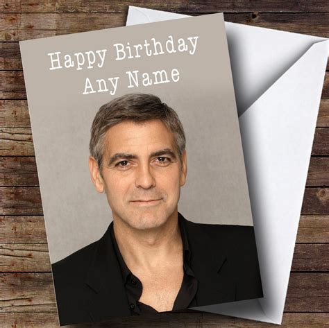 Personalized George Clooney Celebrity Birthday Card - Red Heart Print