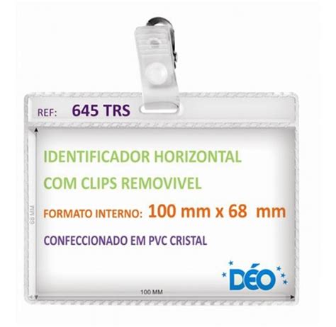 Crachá Identificador Horizontal Clips Removivel 10 Pcs SOMOS