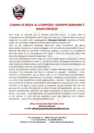 15 cabina di regia al completo giuseppe bernardi è biancorosso PDF