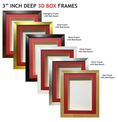 3 Inch Deep Shadow 3d Box Picture Frame Red Mount