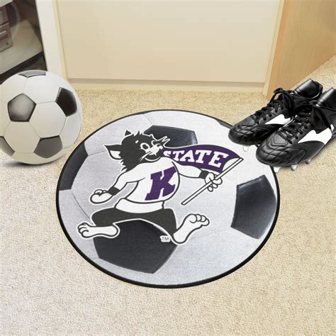 Kansas State Wildcats Mascot Logo Soccer Ball Shaped Area Rug