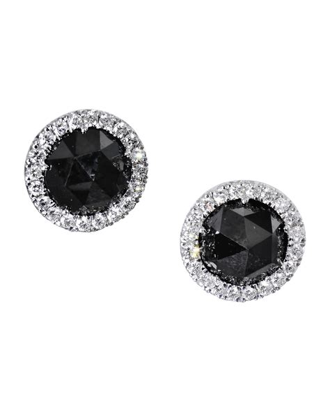 Black Diamond and White Diamond Halo Stud Earrings – Turgeon Raine