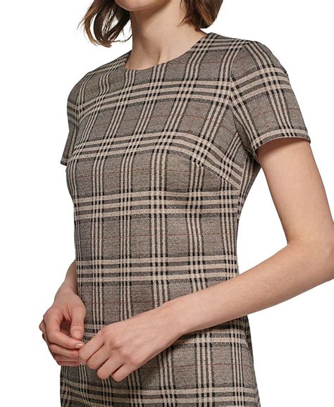 Calvin Klein Petite Plaid Short Sleeve Sheath Dress Macys