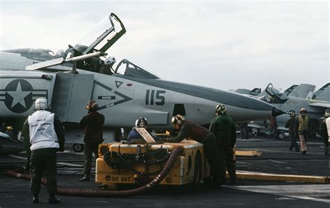 A sharp looking USMC RF-4B aboard the USS Midway, CV-41, 1981 ...