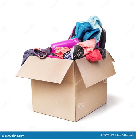 Donation Box with Clothes Isolated Stock Photo - Image of creased, clothing: 152319562