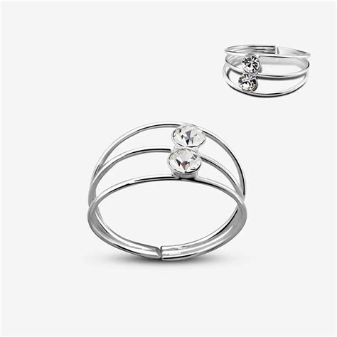 Crystal With 3 Layers Toe Ring Whole Sale 925 Silver