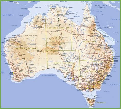 Large Detailed Topographical Map Of Australia Australian Maps