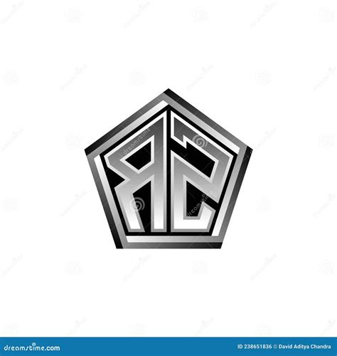 Rz Logo Monogram Silver Geometric Modern Design Stock Vector