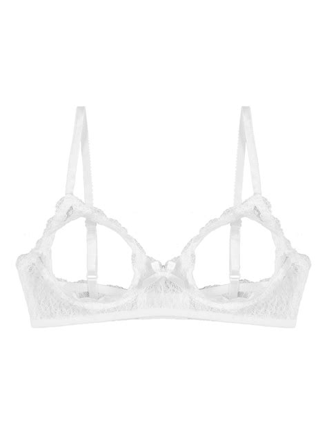 Women Lace Bra Nipple Open Bralette Wire Free Bare Lingerie Crop Top