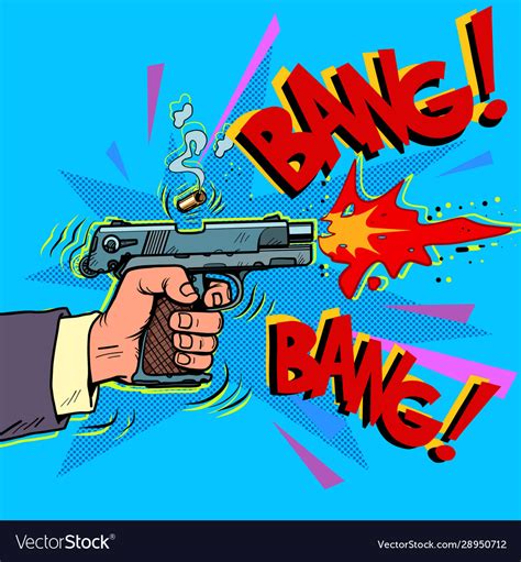 Shot From A Gun Comic Style Attack Bullet Attack Vector Image