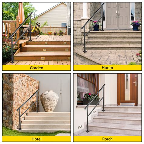 Vevor Outdoor Handrail 165lbs Load Handrail Outdoor Stairs Aluminum Stair Handrail 60 X 35