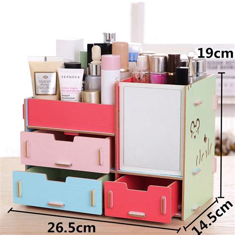 Desktop Storage Case Wooden Cosmetic Drawer Makeup Organizer Makeup