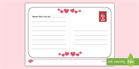 Valentine S Postcard Template Teacher Made Twinkl