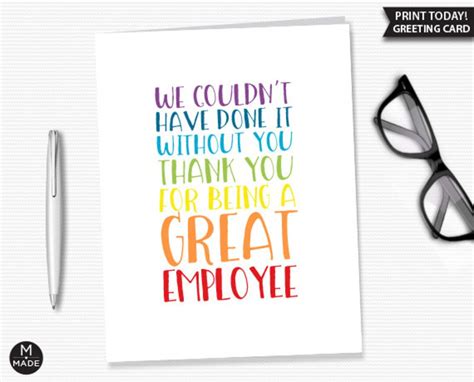 We Couldn T Have Done It Without You Card Printable Employee