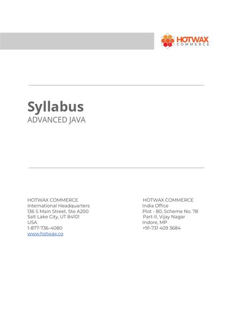 Advanced Java Syllabus Pdf Java Platform Internet