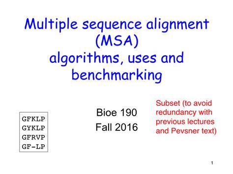 Multiple Sequence Alignment (MSA) Algorithms, Uses and Benchmarking ...