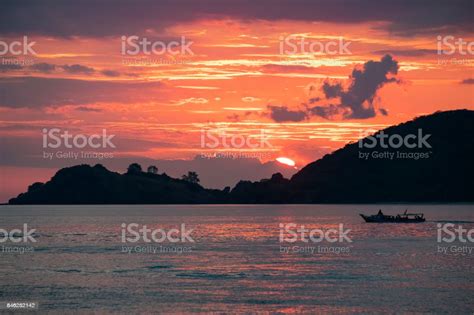 Beautiful Golden Orange Sunset Over The Ocean Stock Photo Download