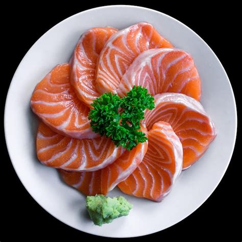 premium photo top view  salmon sashimi set  thai plate