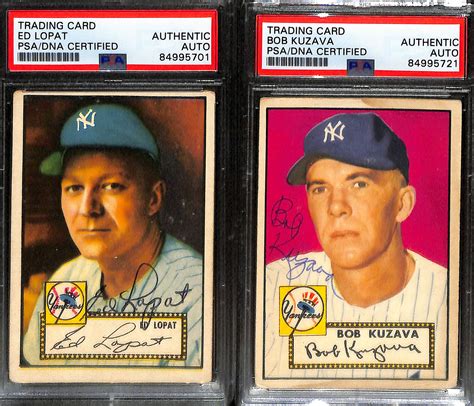 Lot Detail Signed Topps New York Yankees Cards Psa Dna