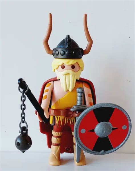 PLAYMOBIL GUERRIER VIKING GAULOIS BARBARE CELTE Fléau Bouclier Barbe