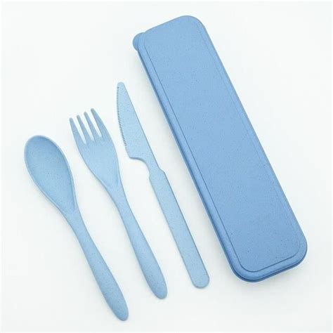 Menagere Blue Couverts De Voyage Portables Bo Te Couteau En Paille