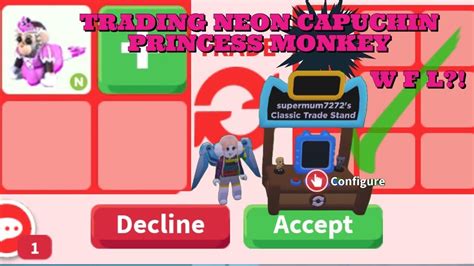 Trading NEON Princess Capuchin Monkey Adopt Me Roblox YouTube