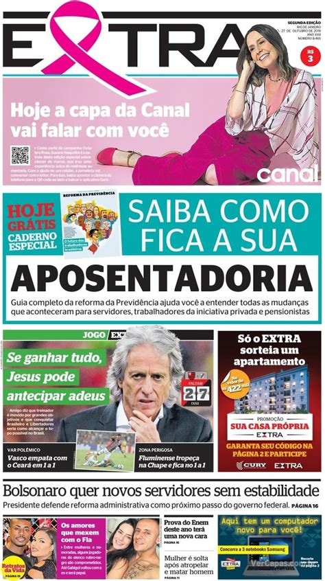 Capa Extra Edição Segunda 28 de Outubro de 2019