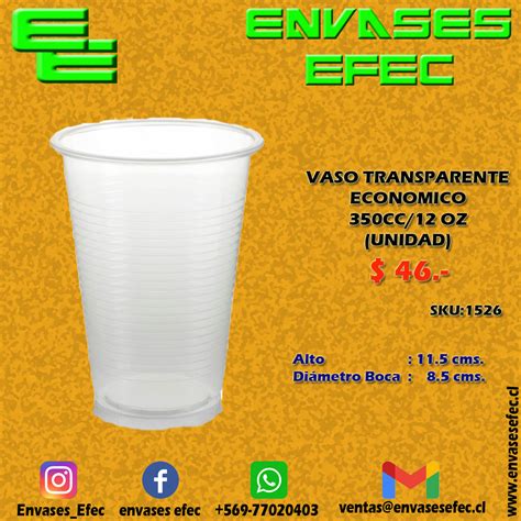 VASO TRANSPARENTE ECONOMICO 350CC 12 OZ UNIDAD Envases EFEC