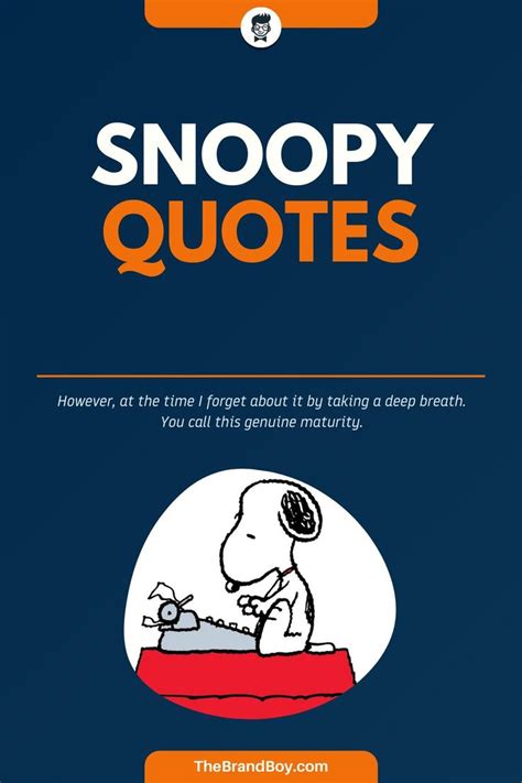 the snoopy quote is shown in an orange and blue background with text ...