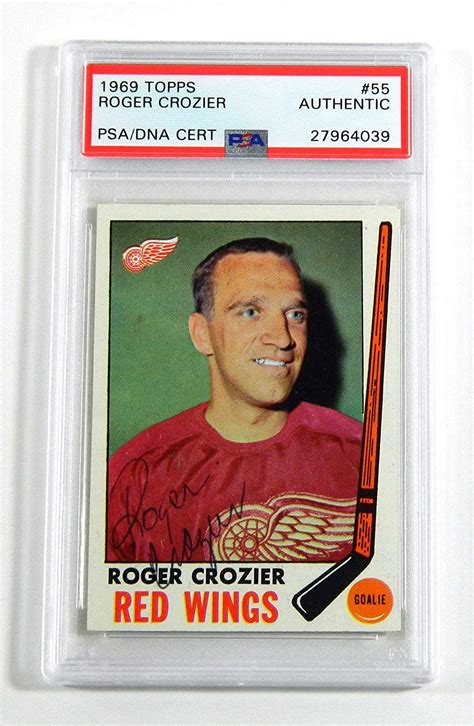 Topps Roger Crozier Signed Card Red Wings Auto Slabbed