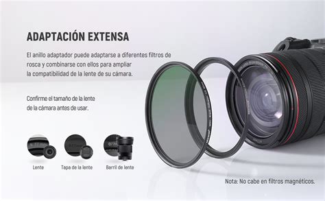 Neewer Piezas Aumentar Lente Filtro Adaptador Anillos Set Hecho De