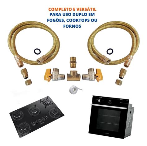 Kit Duplo Gás Encanado P Cooktop E Forno Flexível 1 5mt Mercado Livre