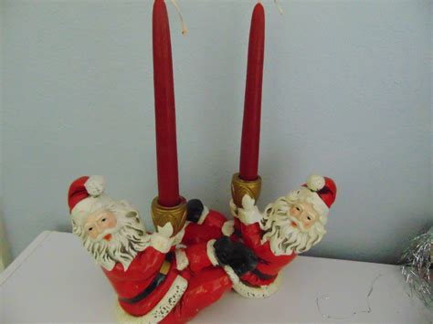 Vintage Candle Holders Santa Christmas Candle Holders 2 Etsy