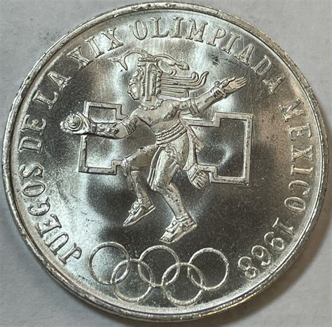 Mexico Olympic Games Silver Commemorative Pesos Brilliant