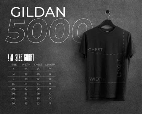 Gildan 5000 Size Chart And Color Chart Key Features Listing Files