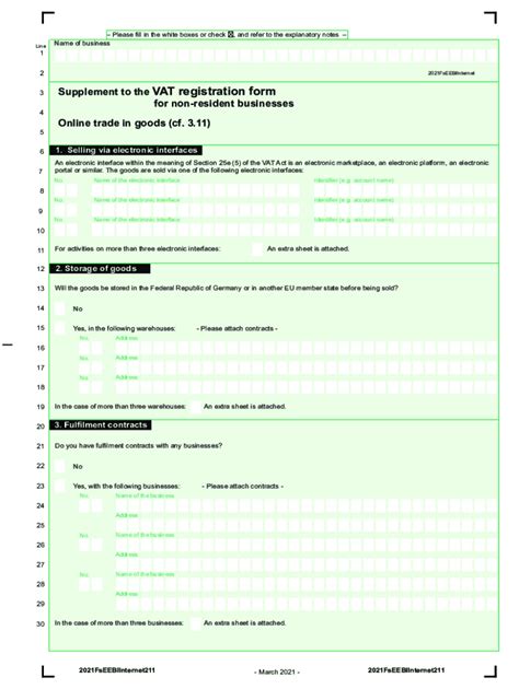 Fillable Online Supplement To The Vat Registration Form Fax Email Print