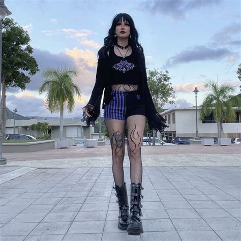 Purple And Black Goth Outfit In 2024 Black Outfit Grunge Purple And