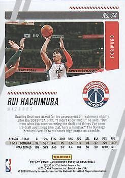 Rui Hachimura Panini Chronicles Rookie Washington Wizards