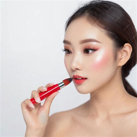 Premium Photo Beautiful Asian Woman Makeup Trial For Flawless Look