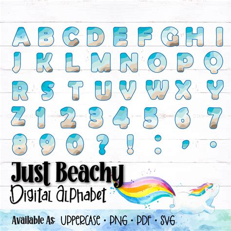 Just Beachy Striped Printable Digital Alphabet Letters Beach Letters