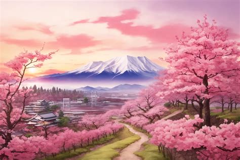 Japanese Spring Scenery Wallpaper Graphic by Forhadx5 · Creative Fabrica